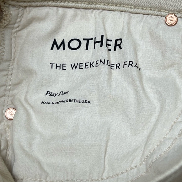 NWT Mother Weekender Flare Jeans Fog Beige Size 28 Frayed Hem Premium Denim - Picture 9 of 15